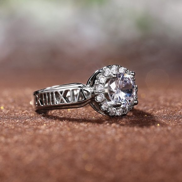 💥14K WHITE GOLD DAINTY 💎DIAMOND FASHION ANILLOS HOLLOW BAND RING, L125 - Picture 2 of 10